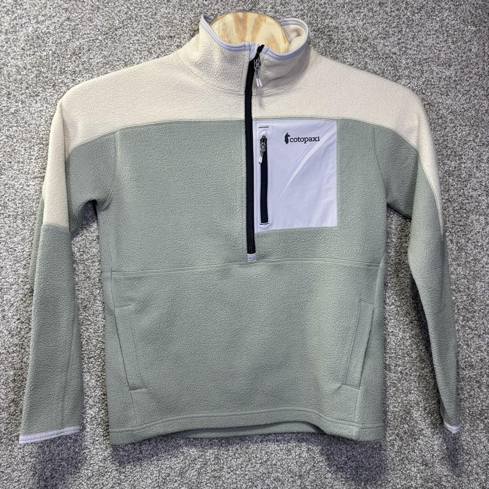 Cotopaxi Jacket Mens Medium Green Colorblock Fleece 1/4 Zip Pullover Hiking